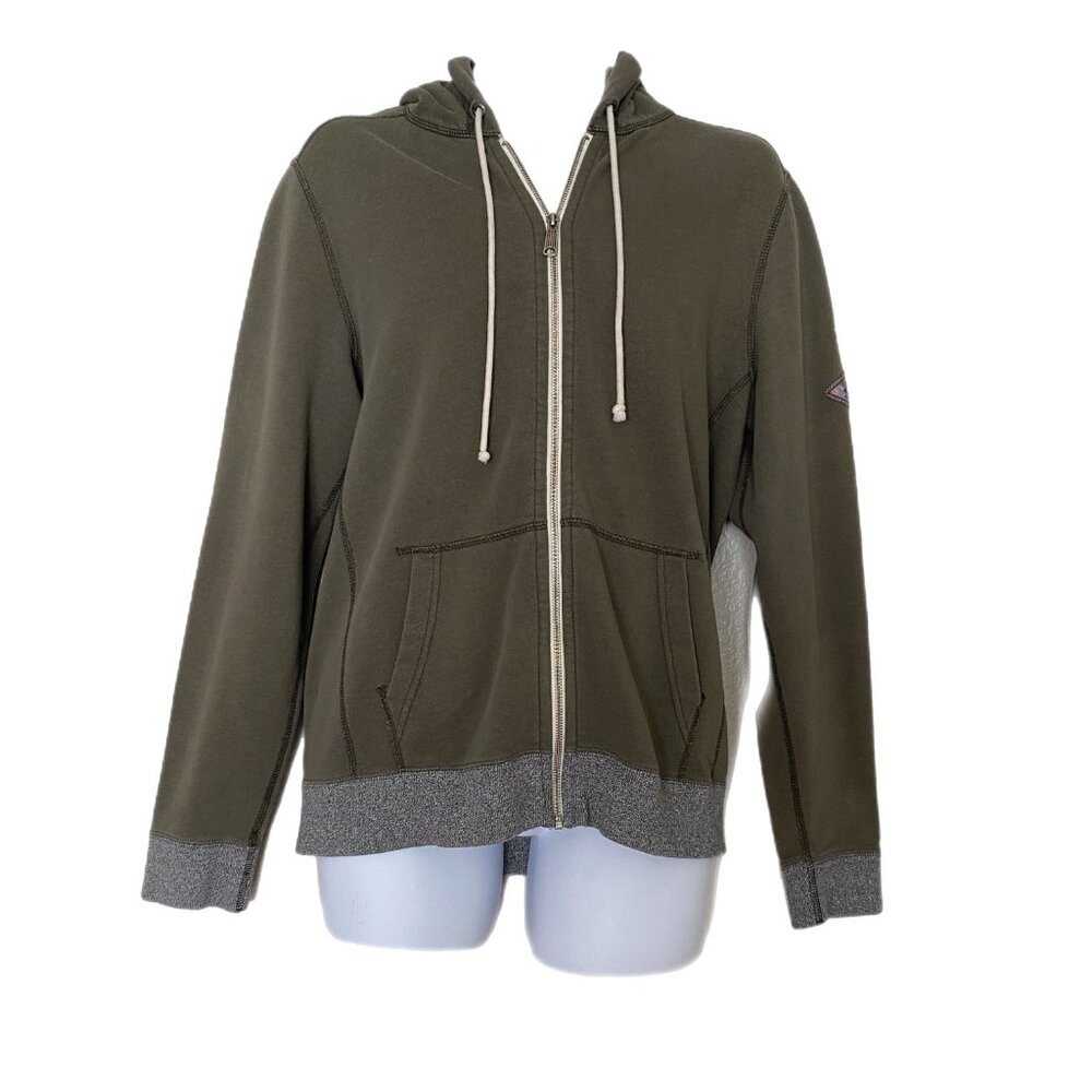 Abercrombie & Fitch Men's Full Zip Hoodie Spell out Sleeve Army Green M